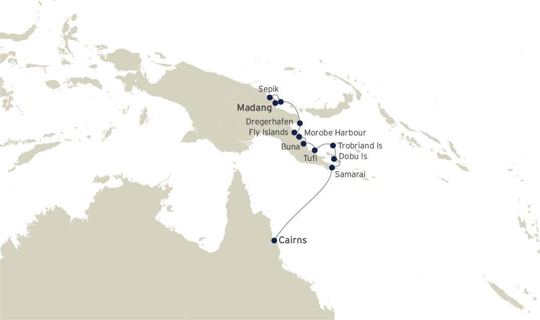 Papua New Guinea Frontier Lands route map