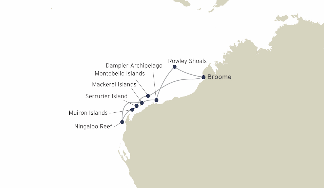Ningaloo & The Bluewater Wonders of Australia's West route map