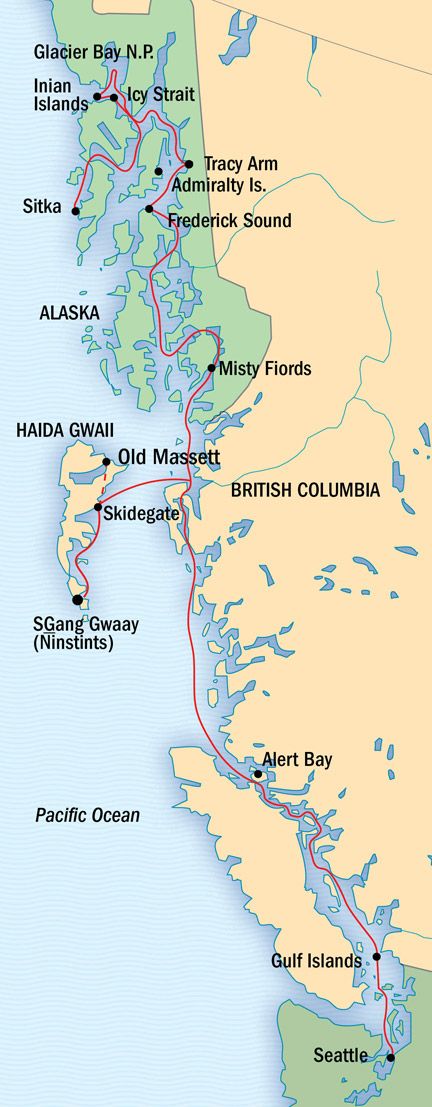 A Remarkable Journey to Alaska, British Columbia & Haida Gwaii route map