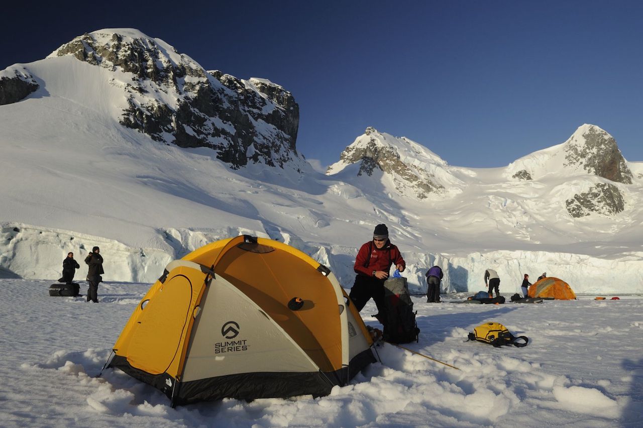 Expedition cruises to Antarctica include ice camping