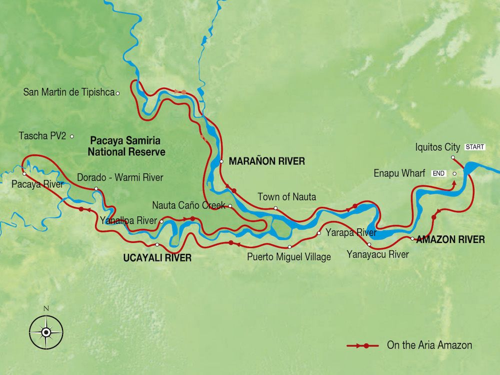 Peruvian Amazon 7-Night Expedition route map