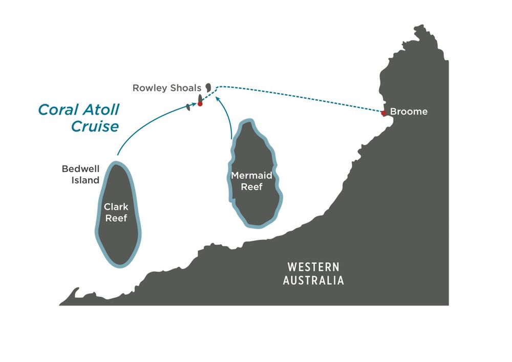 Coral Atoll & Rowley Shoals route map