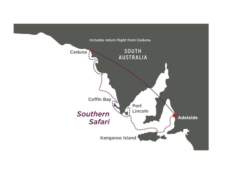 Southern Australia Safari route map