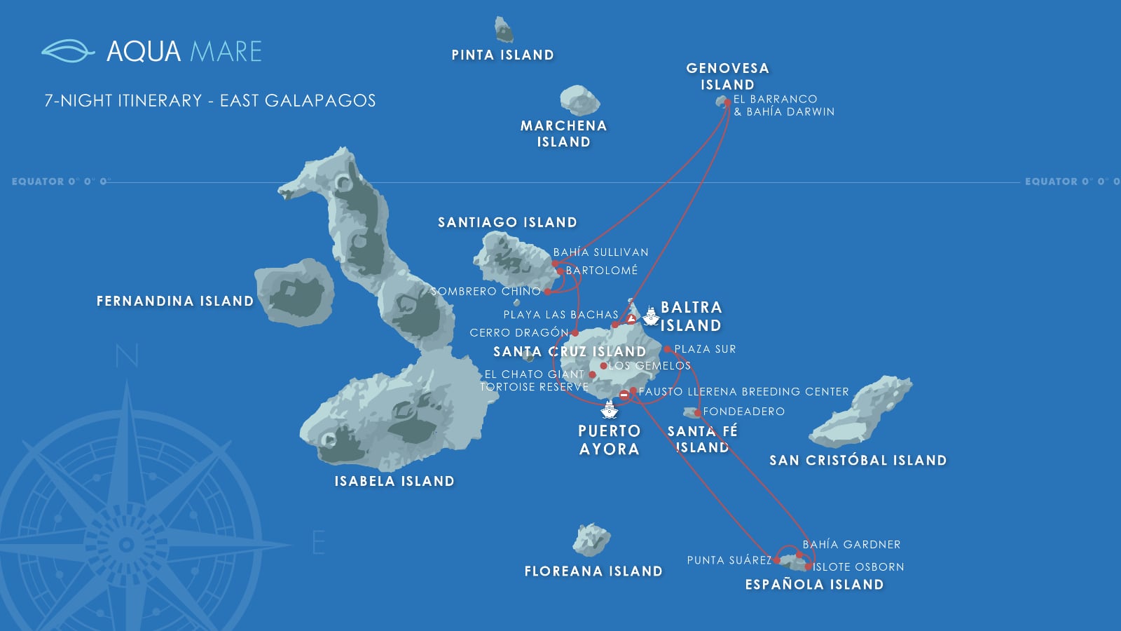 Aqua Mare's East Galápagos Islands route map