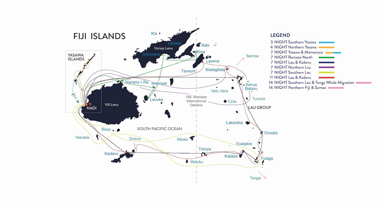 Fiji's Lau & Kadavu route map
