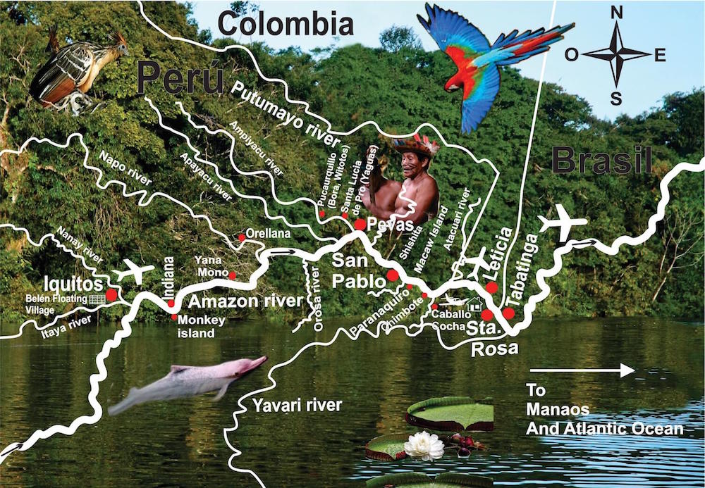 Three Frontiers: Peru, Colombia & Brazil route map