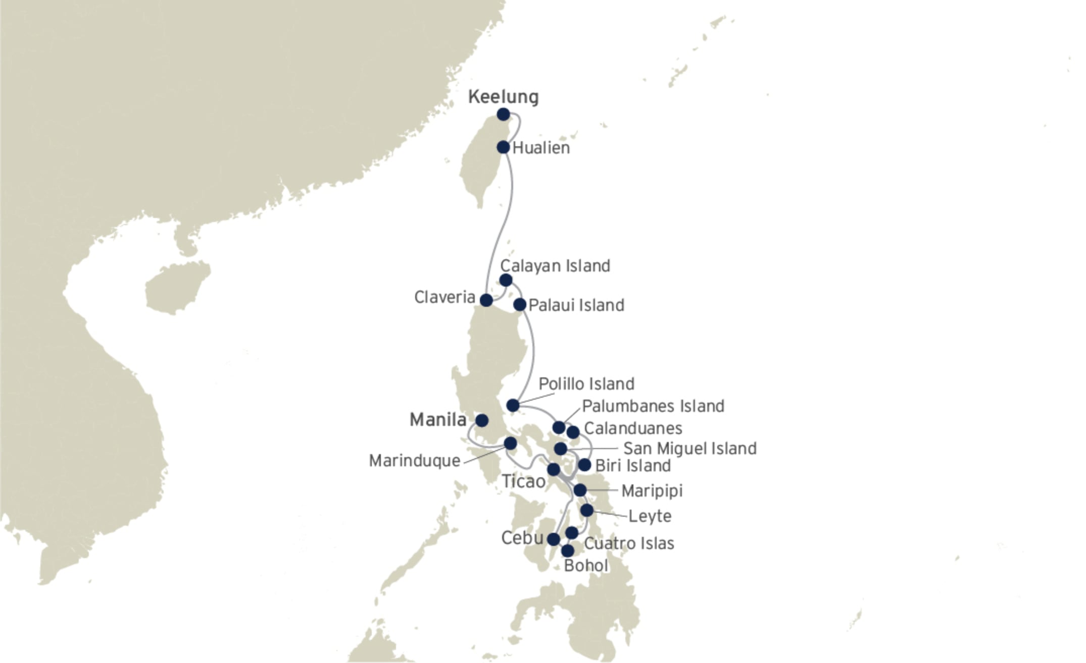 Island Trails of the Philippines route map