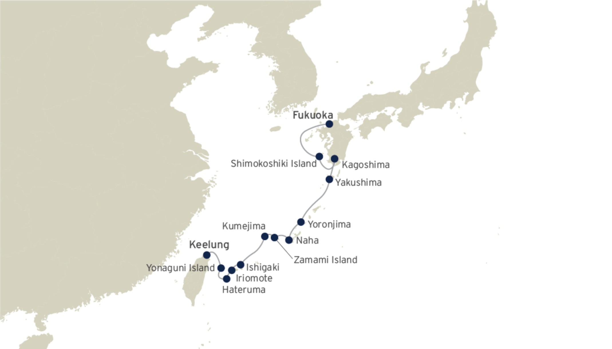 Through Japan's Ryuku Islands route map