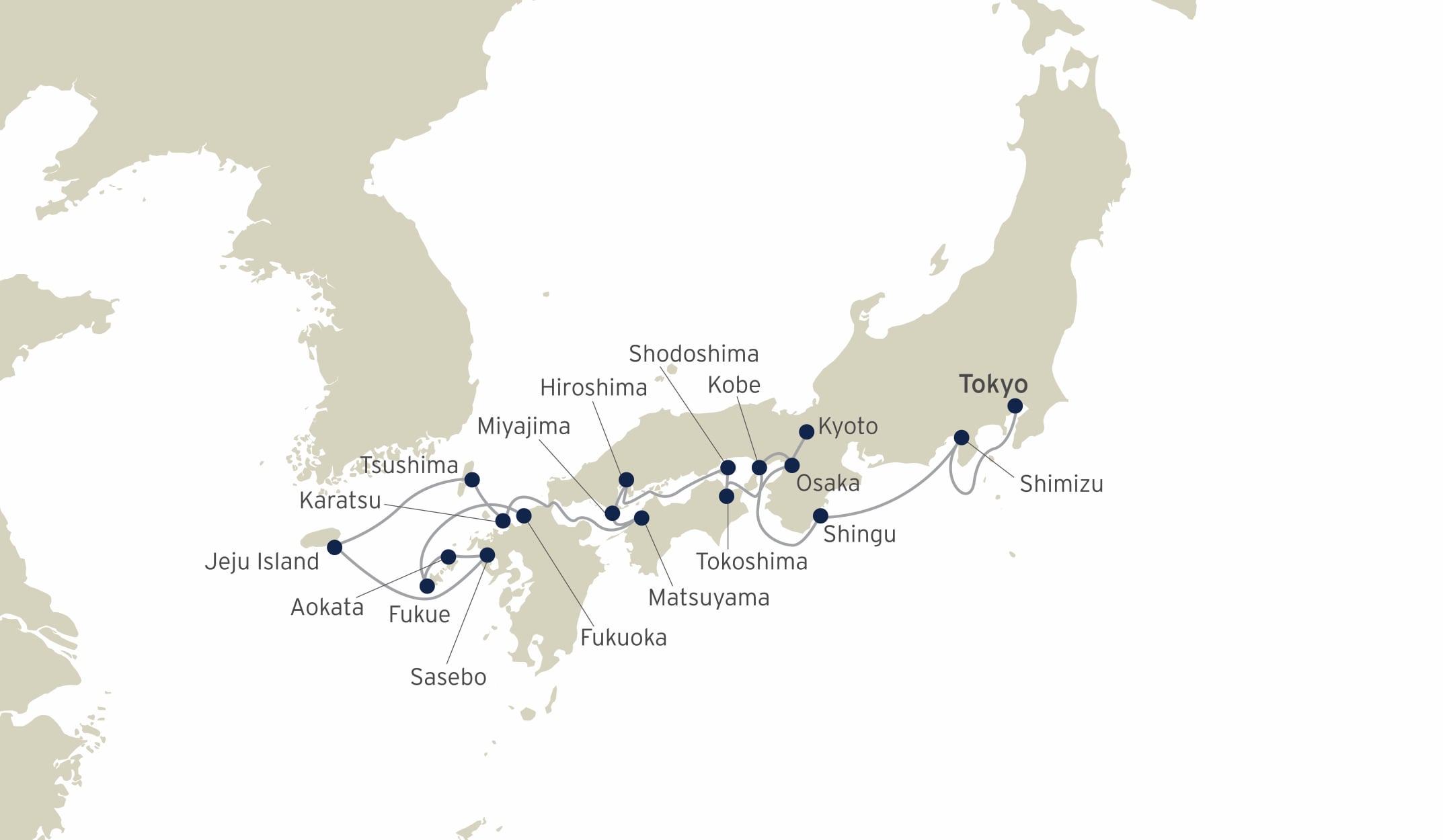 Through the Heart of Japan route map