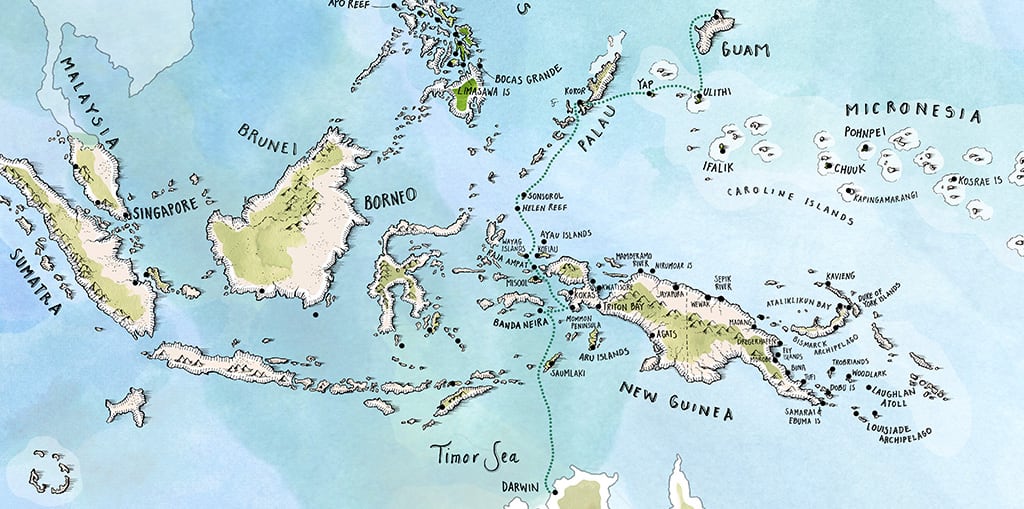West Papua, Raja Ampat & Micronesia route map