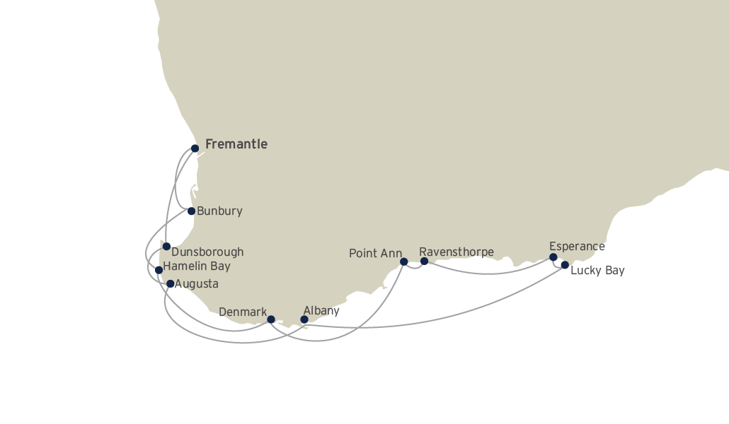 Whales & Trails of Western Australia route map