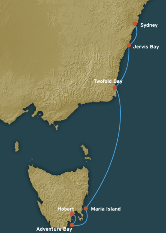 sydney to hobart yacht map