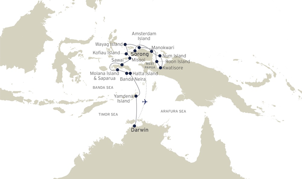 Spice Islands and Raja Ampat route map