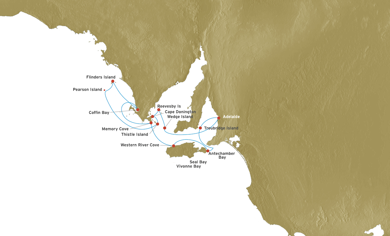 Wild Islands & Walks of South Australia route map