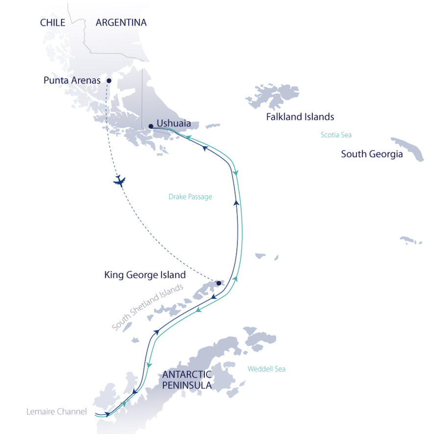 Spirit of Antarctica route map