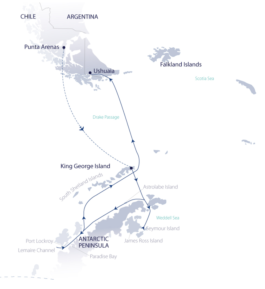 Wild Antarctica route map