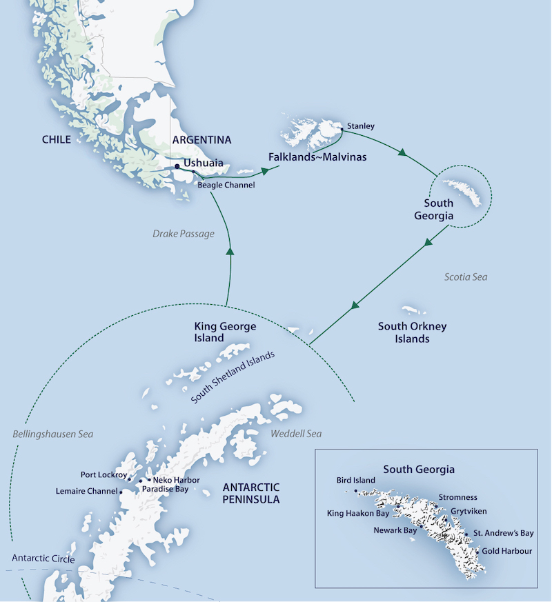 Antarctica Complete route map