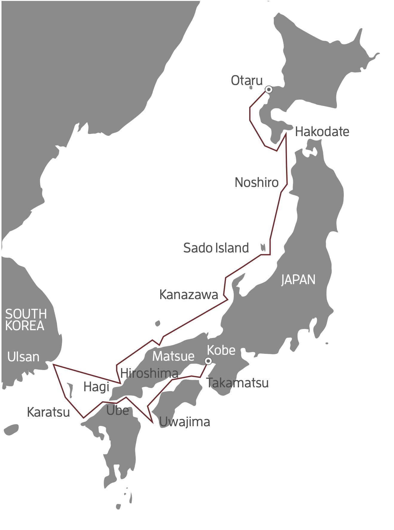 Discover Eternal Japan route map