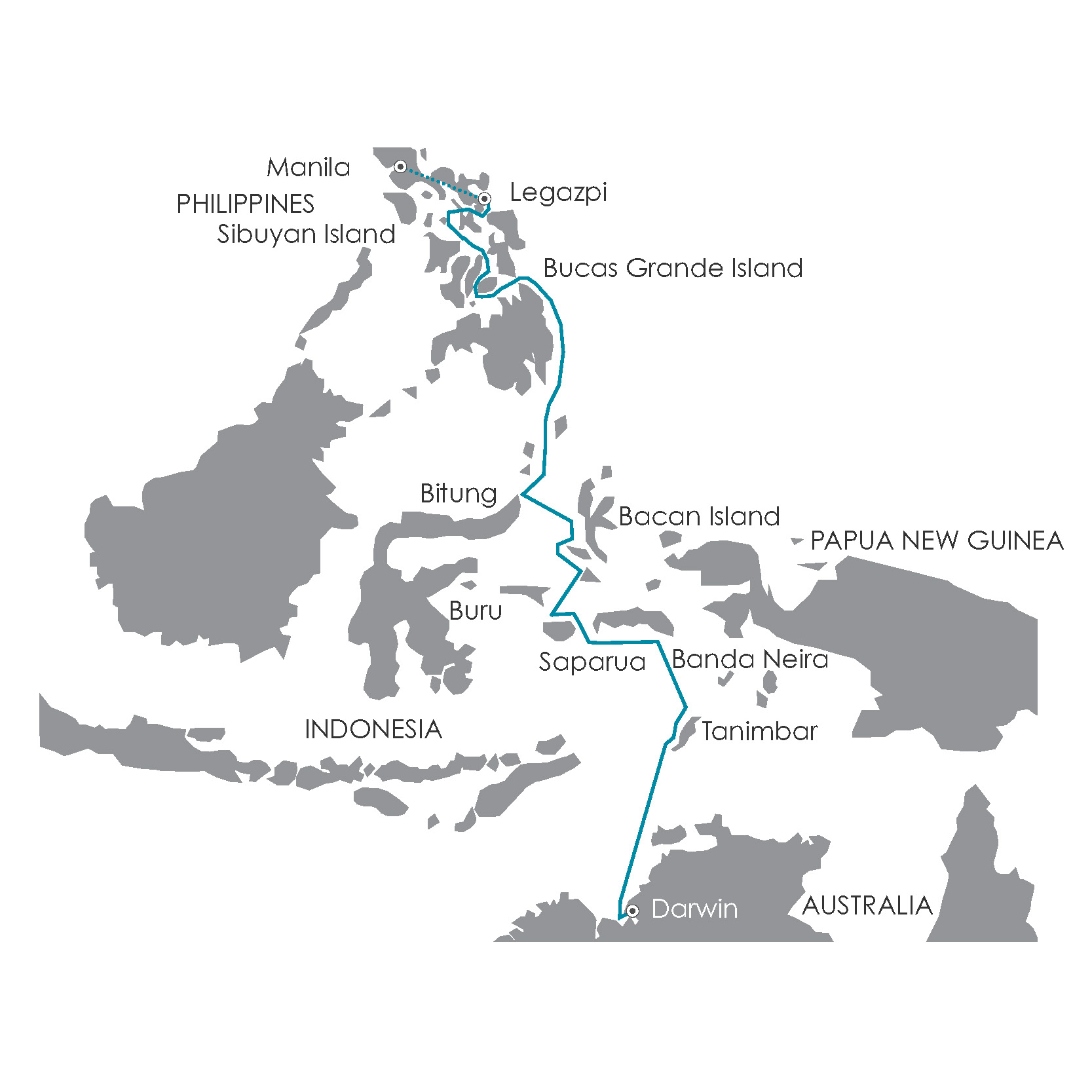 Undiscovered Philippines & Indonesia route map