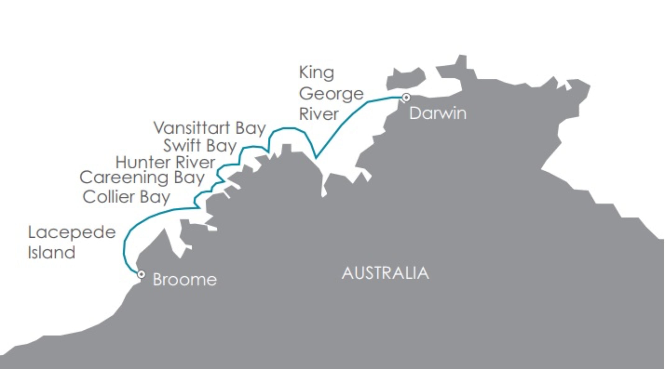 Kimberley Explorer (Darwin to Broome) route map
