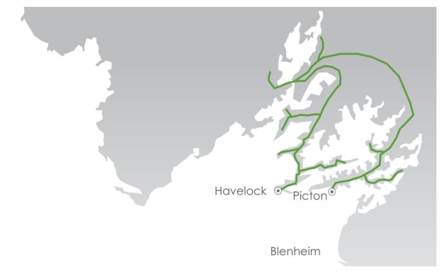 New Zealand's Marlborough Sounds route map