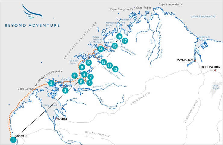 Southern Kimberley Quest route map