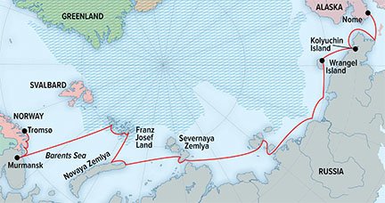 Northeast Passage: From Norway to Alaska route map