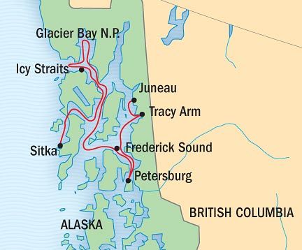Lindblad Alaska cruise map