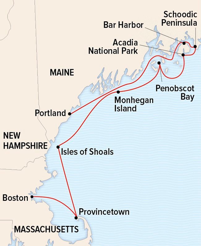 Exploring Coastal Maine route map
