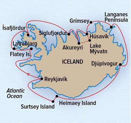 Circumnavigation of Iceland route map