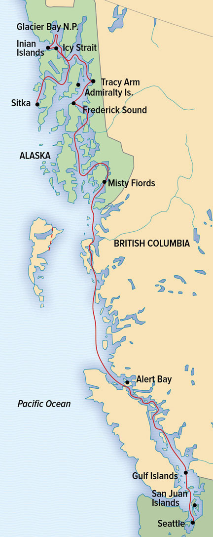 Treasures of the Inside Passage from Sitka route map