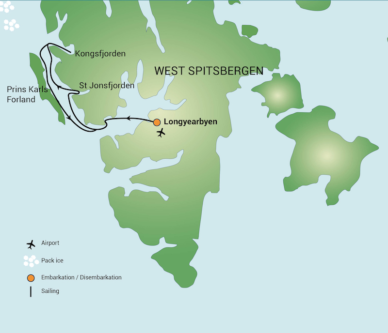 Alpine Peaks of Spitsbergen - Ski & Sail route map