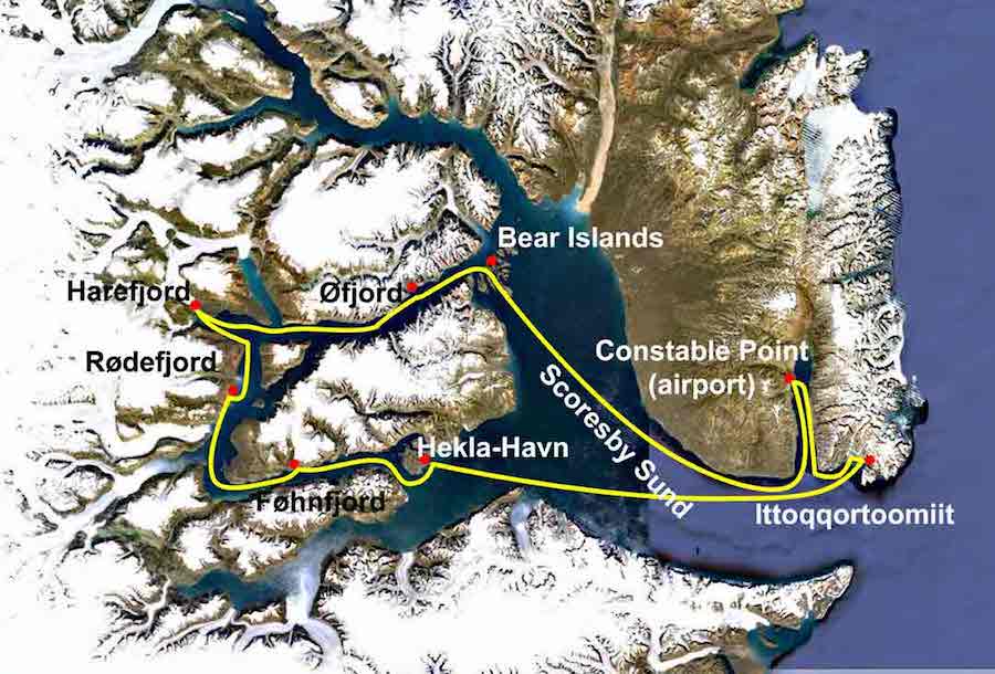 Experience Greenland Sailing Expedition route map