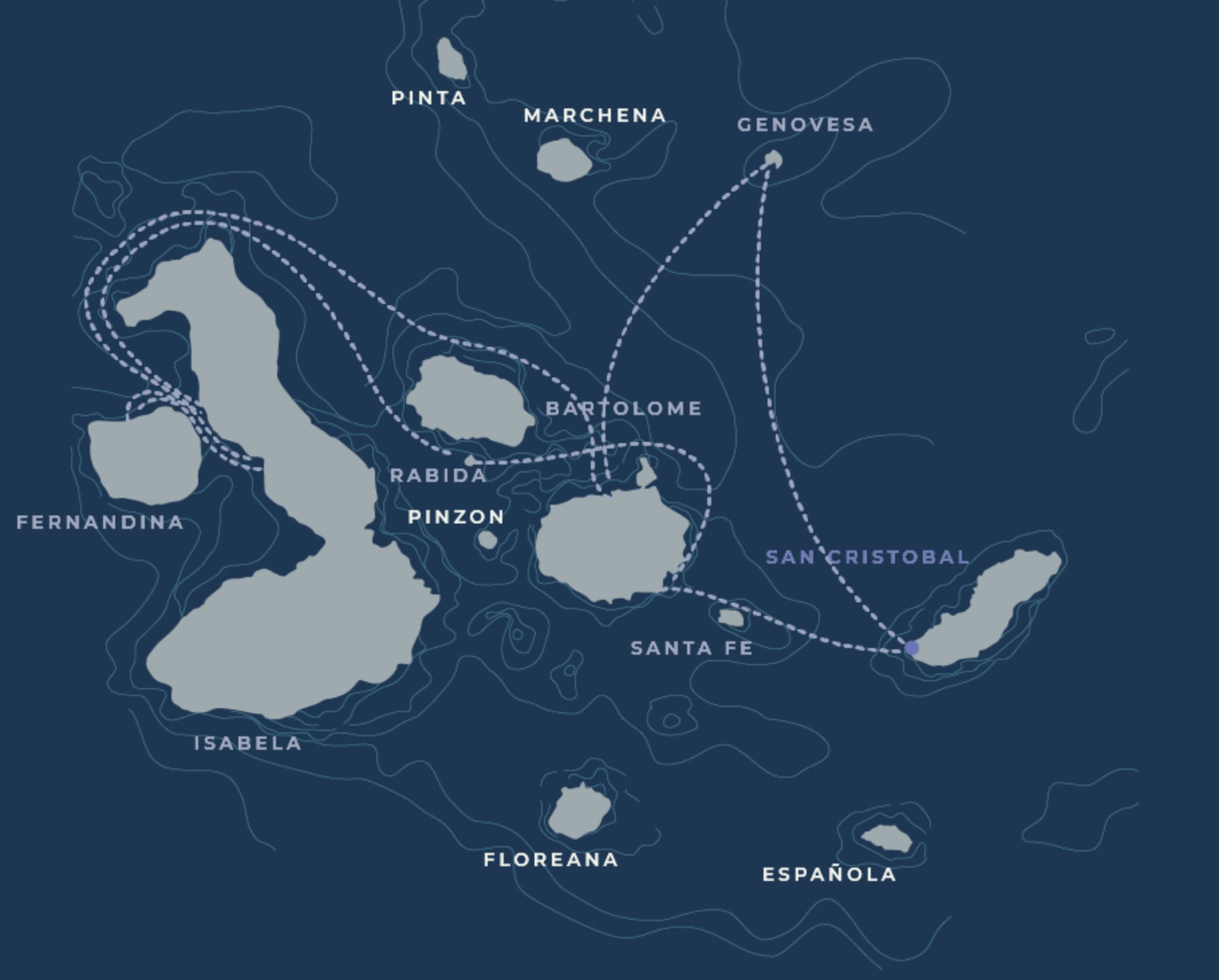 Volcanic Wonders | Northern & Western Galapagos route map