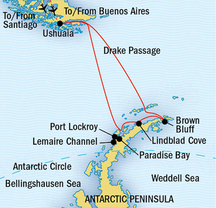 Journey to Antarctica: The White Continent route map