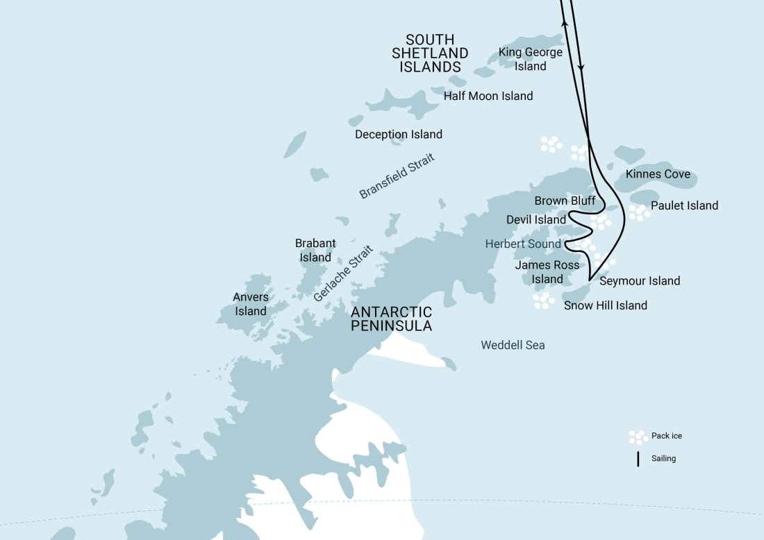 Weddell Sea Antarctic Basecamp route map