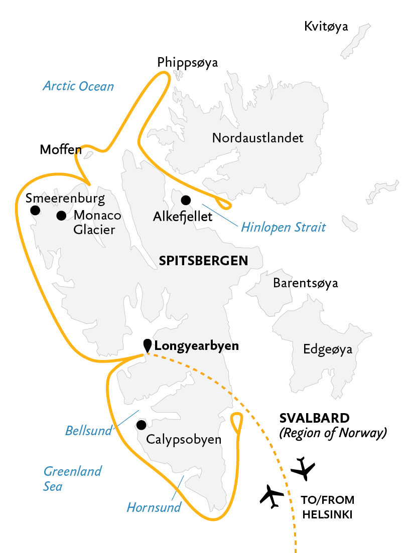 Svalbard Explorer & High Arctic route map