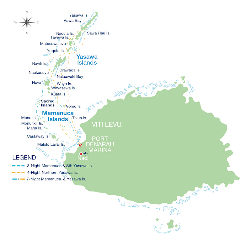 Fiji's Yasawa Islands Complete route map