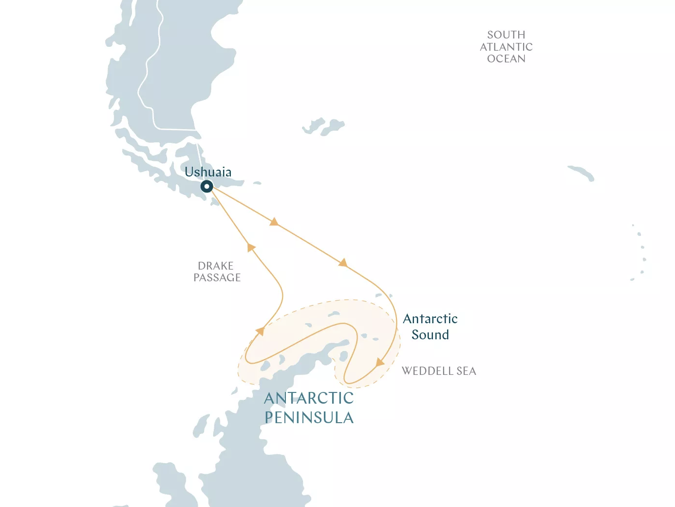Weddell Sea Discovery route map
