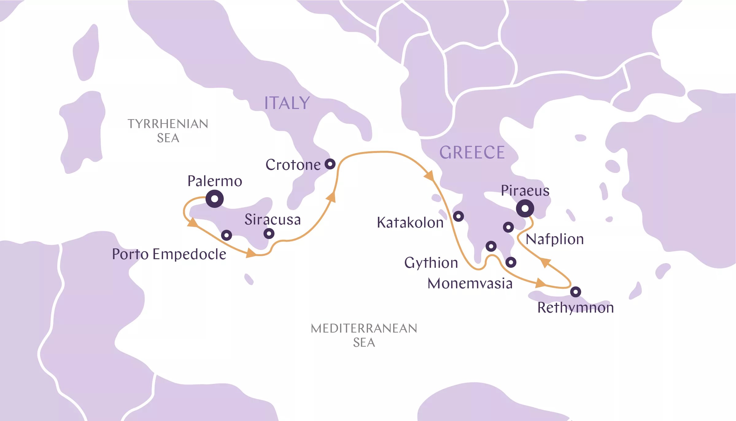 Cradles of the Mediterranean route map