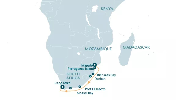 Extraordinary Southern Africa route map