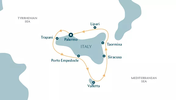 Secrets of Sicily route map