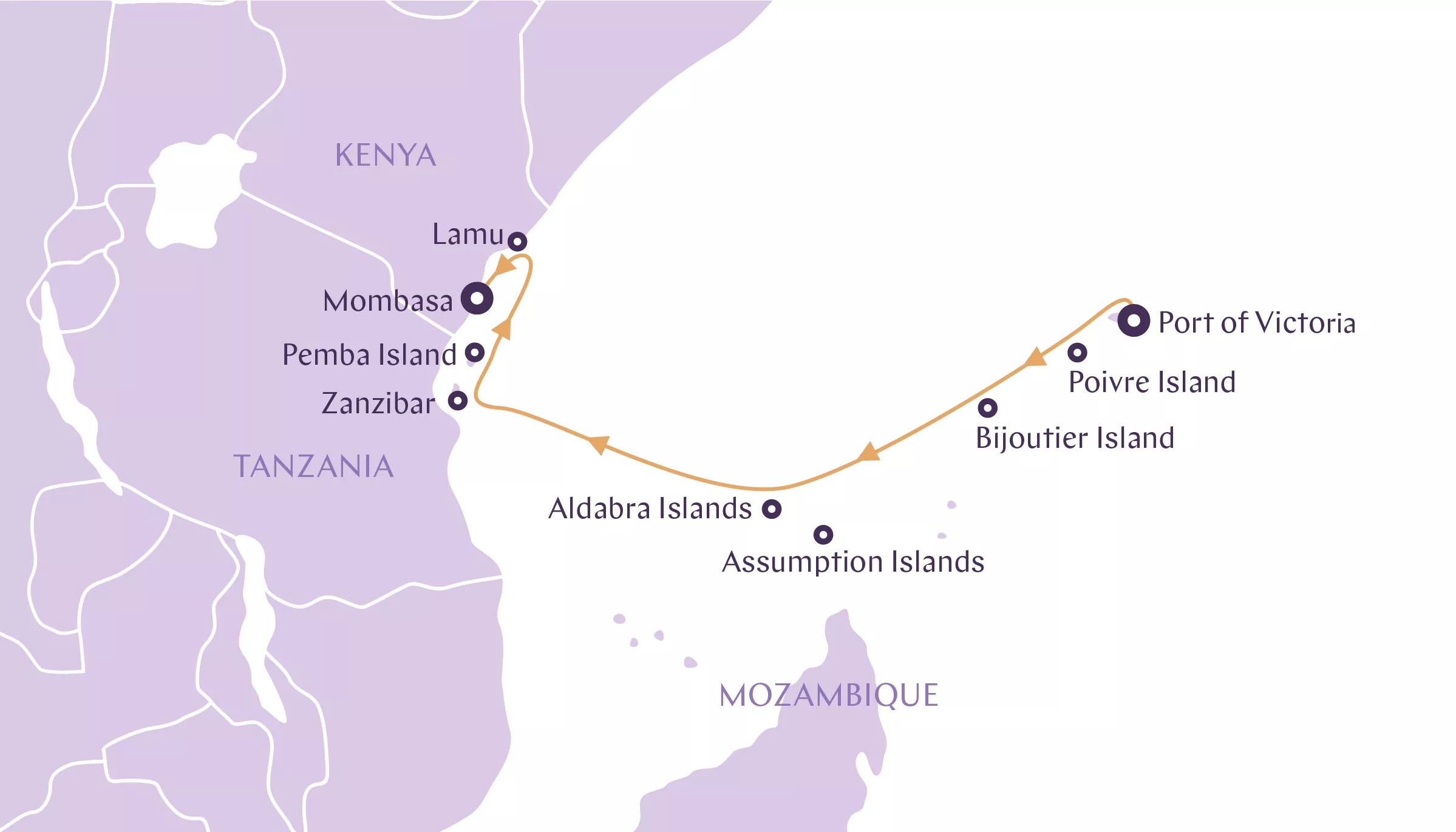 Paradise Islands of the Indian Ocean route map