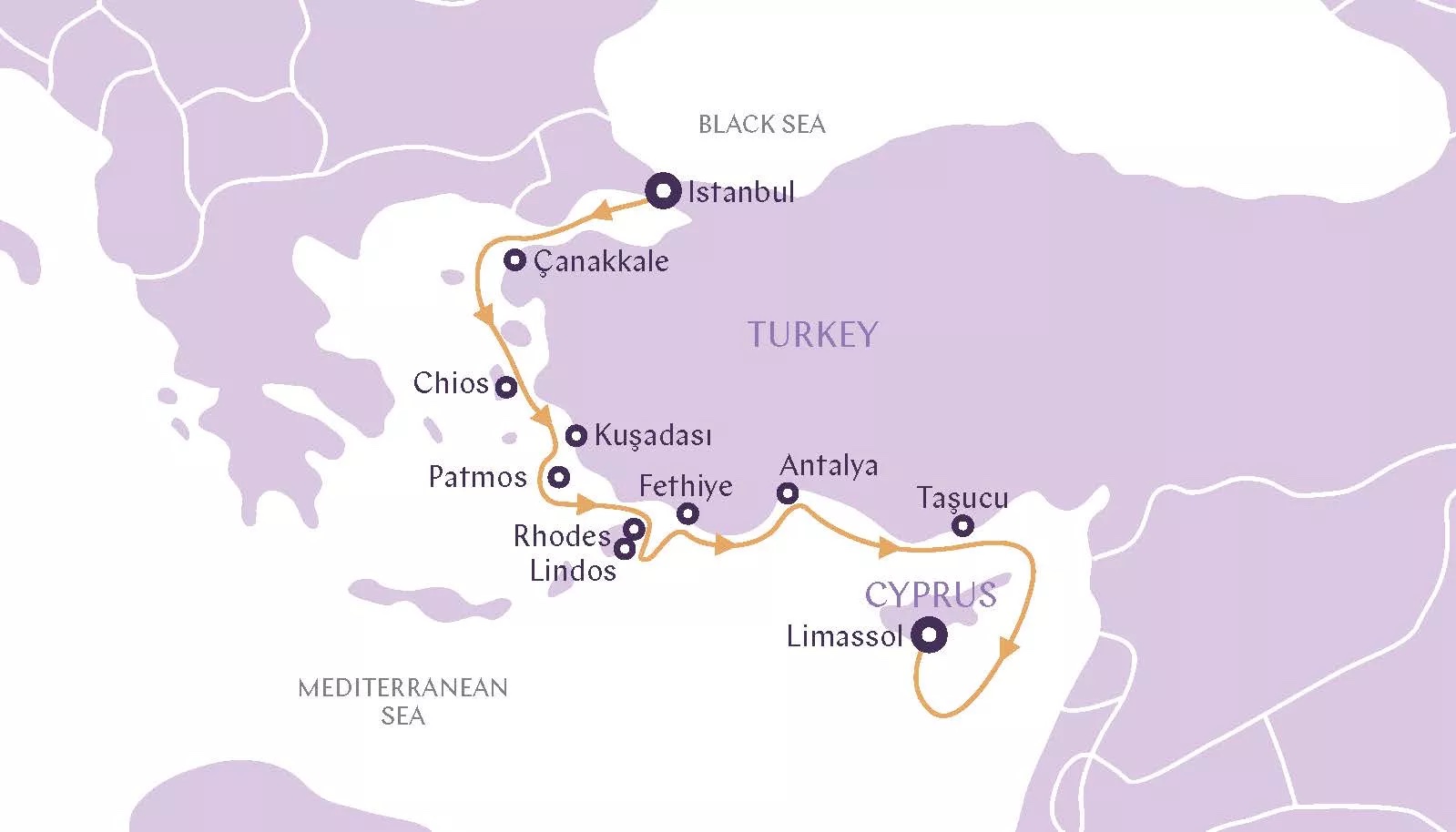 Sailing the Cusp of Europe and Asia route map