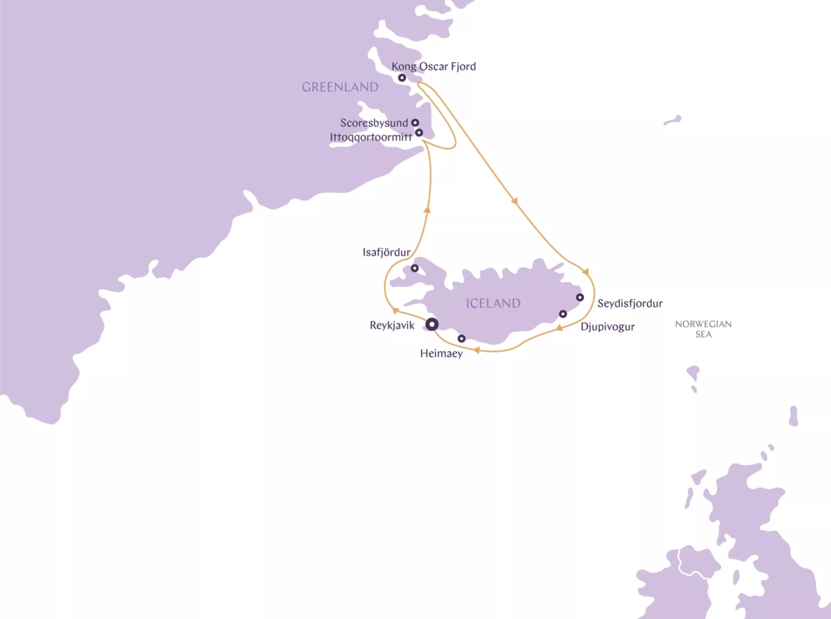 Iceland & East Greenland route map