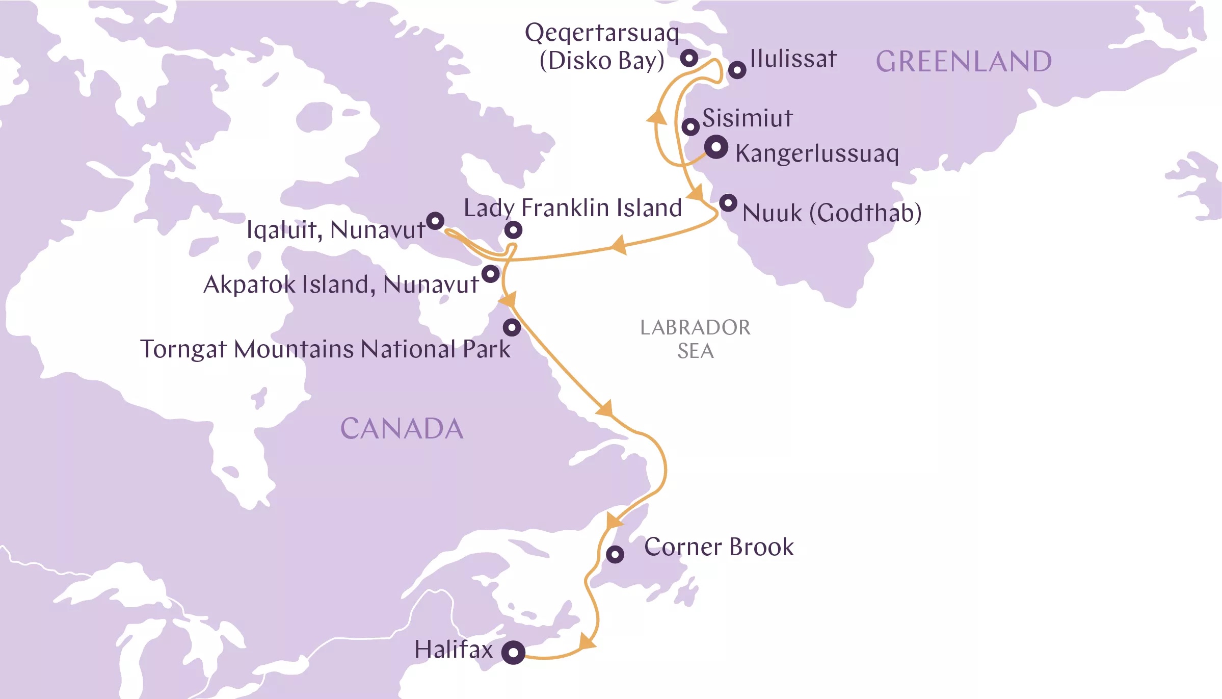 Greenland to Nova Scotia exploring the Canadian Arctic route map