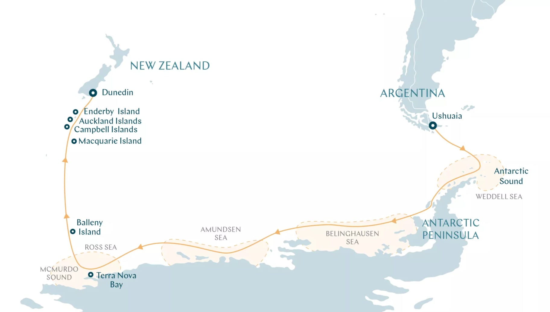 Antarctica Semi-Circumnavigation route map
