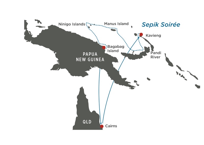 Papua New Guinea Sepik Soiree route map